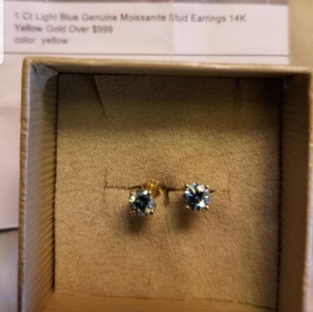 1CTW GENUINE BLUE MOISSANITE DIAMONDS EARRINGS $495